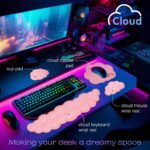 Cloud Wrist Rest Keyboard Palm Rest with Non-Slip Base for Computer Gaming Wrist Rest, YAMJUG Cloud Arm Rest Keyboard Wrist Pad Pink - Image 3
