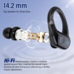 Wireless Earbuds Bluetooth 5.4 Headphones Sports, 75H Stereo Deep Bass Over Ear Buds with Earhooks, Bluetooth Earbuds with 4 ENC Mic, LED Display, IP7 Waterproof Earphone for Running, Black - Image 3
