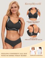 Women's Wireless Push Up Bra for Older Women, Full Coverage Seamless Supportive Back Smoothing T-Shirt Bra, Plus - Image 3