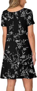 Women's Summer Casual Short Sleeve Crew Neck T Shirt Dresses Loose Swing with Pockets - Image 4