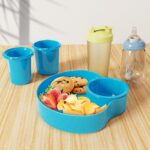 2PCS Kids Car Seat Snack Tray, Travel Tray for Kids Car Seat with Cup Holder, Toddlers Road Trip Essential Travel Snacks Food Plate Tray for Stroller and Safety Seats (Sky blue) - Image 3
