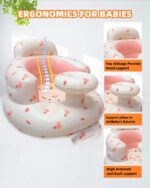 Upgrade Inflatable Baby Seat with Tray for Babies 3-36 Months, Built in Air Pump Bumbo Seat with Tray, Load-Capable Baby Chair Sit Me up Floor Seat for Baby, Learning to Sit&Feeding - Image 5