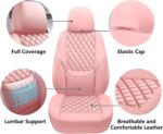 NS YOLO Leather Car Seat Covers Full Set, Universal Fit for Cars Trucks,SUVs,Waterproof Car Seat Protector,Automotive Seat Covers for 5 Seats (Pink, Full Set(Front and Rear-5 Seats)) - Image 4