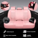 NS YOLO Leather Car Seat Covers Full Set, Universal Fit for Cars Trucks,SUVs,Waterproof Car Seat Protector,Automotive Seat Covers for 5 Seats (Pink, Full Set(Front and Rear-5 Seats)) - Image 6
