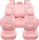 NS YOLO Leather Car Seat Covers Full Set, Universal Fit for Cars Trucks,SUVs,Waterproof Car Seat Protector,Automotive Seat Covers for 5 Seats (Pink, Full Set(Front and Rear-5 Seats)) - Image 8