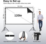 Outdoor Projector Screen with Stand, TOWOND 120 inch Portable Projector Screen Black Backing, Indoor Projection Screen 16:9 4K HD Wrinkle-Free Movie Screen with Carry Bag for Backyard Movie Night - Image 4