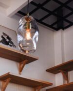 CASAMOTION Pendant Light Fixtures Glass Pendant Lights Kitchen Island Modern Gold Brass Kit Clear Organic Globe Bar Counter Dining Room Large Lamp Shade 12 Inch Height 1 Pack - Image 9