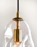 CASAMOTION Pendant Light Fixtures Glass Pendant Lights Kitchen Island Modern Gold Brass Kit Clear Organic Globe Bar Counter Dining Room Large Lamp Shade 12 Inch Height 1 Pack - Image 10