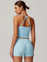 ABOCIW Workout Sets for Women 2 Piece Padded Sports Bra Tank High Waist Booty Gym Shorts Active Yoga Outfits - Image 3