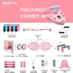 LALAHIGH Portable Home Gym System for Men and Women:Push Up Board, Pilates Bar & 20 Fitness Accessories with Resistance Bands and Ab Roller Wheel-Professional Strength Training Exercise - Image 8