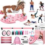 LALAHIGH Portable Home Gym System for Men and Women:Push Up Board, Pilates Bar & 20 Fitness Accessories with Resistance Bands and Ab Roller Wheel-Professional Strength Training Exercise - Image 10