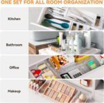 6 Pack Large Clear Plastic Drawer Organizer Trays, Acrylic Kitchen Drawer Organization and Storage Dividers, Non-Slip Storage Bins for Makeup, Kitchen Utensils, Bathroom, Jewelries and Office Desk - Image 4