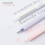KaCo Gel Pens Cute Stationery 3 Pieces 0.5mm Fine Point, Quick Drying Pens for Journaling Aesthetic Office Supplies, 2 Black Ink and 1 Coral Ink - Image 9