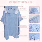 Cute Animal Hooded Baby Towel Soft Coral Fleece Baby Towels with Hood Toddler Bath Towel Large 27 x 55 Inch Ultra Absorbent Hooded Bath Towels for Babies Baby Bath Towel（Blue - Image 6