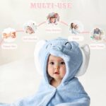 Cute Animal Hooded Baby Towel Soft Coral Fleece Baby Towels with Hood Toddler Bath Towel Large 27 x 55 Inch Ultra Absorbent Hooded Bath Towels for Babies Baby Bath Towel（Blue - Image 8