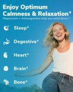 Magnesium Complex with Ashwagandha & L-Theanine - Stress Relief, Bone & Nerve Support - w/Vitamin D3, B6 - Glycinate, Citrate, Malate, Taurate - 180 Vegan Capsules, Non-GMO, Gluten Free - Image 6