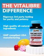 Magnesium Complex with Ashwagandha & L-Theanine - Stress Relief, Bone & Nerve Support - w/Vitamin D3, B6 - Glycinate, Citrate, Malate, Taurate - 180 Vegan Capsules, Non-GMO, Gluten Free - Image 8