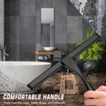 Stainless Steel Shower Squeegee for Glass, Includes 3 Adhesive Hooks, Shower Door Squeegee for Bathroom, Household Window, Car Windshield, Mirrors, Tiles Scrubber Clear, 12 inch Black - Image 3