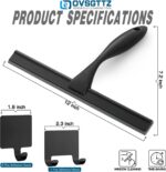 Stainless Steel Shower Squeegee for Glass, Includes 3 Adhesive Hooks, Shower Door Squeegee for Bathroom, Household Window, Car Windshield, Mirrors, Tiles Scrubber Clear, 12 inch Black - Image 6