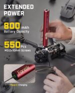 Fanttik E2 Ultra Mini Electric Screwdriver, Cordless Screwdriver, Max 0.6N.m, 50 Magnetic Bits, 5/32'' Hex, Magnetic Storage, Repair Tool for Electronics, Camera, Laptop, and PC Build (Red) - Image 5