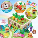 Toddler Montessori Wooden Farm Toys | Babies 12-18 Months Toy with Game Map for 1 2 3 Year Old Boys Girls | 1st First Birthday Gifts for 1-2 Years | Wood Learning Educational Toys Fine Motor Skills - Image 3