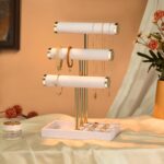 3 Tier Bracelet Holder Display - Detachable T Bar White Velvet Bracelet Holder, Jewelry Holder Organizer for Bracelet, Necklace, Watches, Rings - Image 3