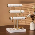3 Tier Bracelet Holder Display - Detachable T Bar White Velvet Bracelet Holder, Jewelry Holder Organizer for Bracelet, Necklace, Watches, Rings - Image 6