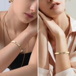 Gold Bracelets for Women Friendship Love Bangle Bracelets 14K Gold Plated Stainless Steel Bracelet Jewelry Valentines Birthday Christmas Gifts for Women Stocking Stuffers - Image 7