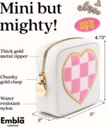 HEART Valentine Makeup Bag Travel Cosmetics Pouch and Toiletry Bag, Nylon Zipper Pouch Purse, Cute Make Up Organizer Storage Tote for Women Girls, Travel Skincare Case, Small Makeup Bags, White - Image 3