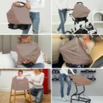 Breathable Car Seat Cover for Babies – Multi-Purpose Soft Rayon Nursing Cover for Breastfeeding, High Stretchy Infant Carseat Canopy, Stroller Cover (Smooth Rayon, Mocha Natural) - Image 6