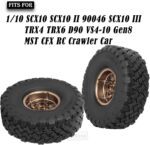 Rc 1.9 Inch Wheel Rims & Tires Wheels for 1/10 SCX10 SCX10 II 90046 SCX10 III TRX4 TRX6 D90 Gen8 VS4-10 MST CFX RC Crawler Car,4pcs Aluminum RC 1.9 Beadlock Wheel,Brown - Image 3