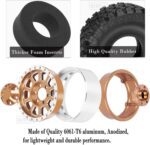 Rc 1.9 Inch Wheel Rims & Tires Wheels for 1/10 SCX10 SCX10 II 90046 SCX10 III TRX4 TRX6 D90 Gen8 VS4-10 MST CFX RC Crawler Car,4pcs Aluminum RC 1.9 Beadlock Wheel,Brown - Image 5