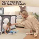 Playpen for Babies and Toddlers,73"x71"Baby Playpen with Mat Indoor＆Outdoor with Breathable Play Pen with Ocean Balls Hanging Pocket Basketball Hoop and Football Goal (Grey with Mat, 73"x71") - Image 6