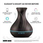 Smart WiFi Wireless Essential Oil Aromatherapy 400ml Ultrasonic Diffuser & Humidifier with Alexa & Google Home Phone App & Voice Control - LED & Timer Settings Dark Brown - Image 3