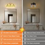 Bathroom Light Fixtures, 3-Light Brass Vanity Wall Light Over Mirror with Green Tulip Glass Shade for Bedroom Living Room - Image 4