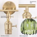 Bathroom Light Fixtures, 3-Light Brass Vanity Wall Light Over Mirror with Green Tulip Glass Shade for Bedroom Living Room - Image 8