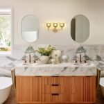 Bathroom Light Fixtures, 3-Light Brass Vanity Wall Light Over Mirror with Green Tulip Glass Shade for Bedroom Living Room - Image 10