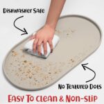 DogBuddy Dog Food Mat - Waterproof Dog Bowl Mat, Silicone Pet Mat for Food and Water Bowls, Nonslip Pet Feeding Mat with Edges, Dogs Food Mats for Floors, Puppy Supplies (Small, White Sand) - Image 6