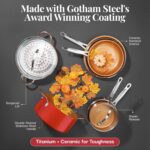 Gotham Steel 20 Pc Pots and Pans Set Nonstick Cookware + Bakeware Set, Complete Ceramic for Kitchen, Non Stick with Lids, Dishwasher / Oven Safe, Toxic - Red - Image 8