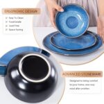 Plates and Bowls Sets for 4 - CJDC-QUELO 16-Piece Stoneware Dinnerware Sets, Ceramic Dishware Set for Kitchen Use and Formal Dining, Chip and Scratch Resistant Microwave Dishwasher Safe, Blue - Image 5