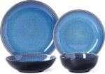 Plates and Bowls Sets for 4 - CJDC-QUELO 16-Piece Stoneware Dinnerware Sets, Ceramic Dishware Set for Kitchen Use and Formal Dining, Chip and Scratch Resistant Microwave Dishwasher Safe, Blue - Image 10