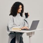 TopJob ANYDESK FOLD Mobile Standing Desk, Portable with Lockable Wheels, Foldable Stand Desk, Rolling Computer Workstations, Used for Home, Couch Side Table, Bedside Table in Bed Room Kitchen - Image 3