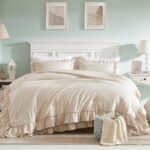 Cupocupa Beige Full Comforter Set, 3Pcs Ruffle Farmhouse Bedding Sets with Comforter & Pillowcases, Soft Shabby Chic Lightweight Fluffy Comforter Set for All Season Bedroom Decor (Beige, F) - Image 3