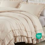 Cupocupa Beige Full Comforter Set, 3Pcs Ruffle Farmhouse Bedding Sets with Comforter & Pillowcases, Soft Shabby Chic Lightweight Fluffy Comforter Set for All Season Bedroom Decor (Beige, F) - Image 5