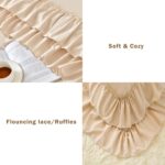 Cupocupa Beige Full Comforter Set, 3Pcs Ruffle Farmhouse Bedding Sets with Comforter & Pillowcases, Soft Shabby Chic Lightweight Fluffy Comforter Set for All Season Bedroom Decor (Beige, F) - Image 6