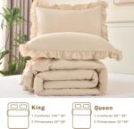 Cupocupa Beige Full Comforter Set, 3Pcs Ruffle Farmhouse Bedding Sets with Comforter & Pillowcases, Soft Shabby Chic Lightweight Fluffy Comforter Set for All Season Bedroom Decor (Beige, F) - Image 7