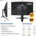 Westinghouse 24 Inch Curved Full HD Gaming Monitor, 165Hz, AMD FreeSync Support, Low Motion Blur, 1500R Curve, 1920 x 1080, for PC Games with Built in Speakers, DisplayPort, HDMI - Image 10