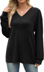 WIHOLL Long Sleeve Shirts for Women V Neck Tops Tunic Fall Winter Sweatshirts 2025 Clothes - Image 3
