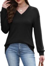 WIHOLL Long Sleeve Shirts for Women V Neck Tops Tunic Fall Winter Sweatshirts 2025 Clothes - Image 4