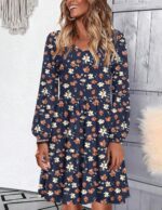 HOTOUCH Womens Casual A Line Dress V Neck Tiered Long Sleeve Fit Swing Dress with Pockets Loose Ruffled Dresses - Image 5